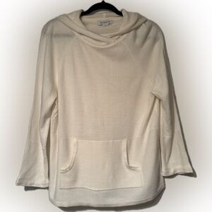 Liz Claiborne Sz Large Lightweight Sweater hoodie w/ ribbed accents, kangaroo